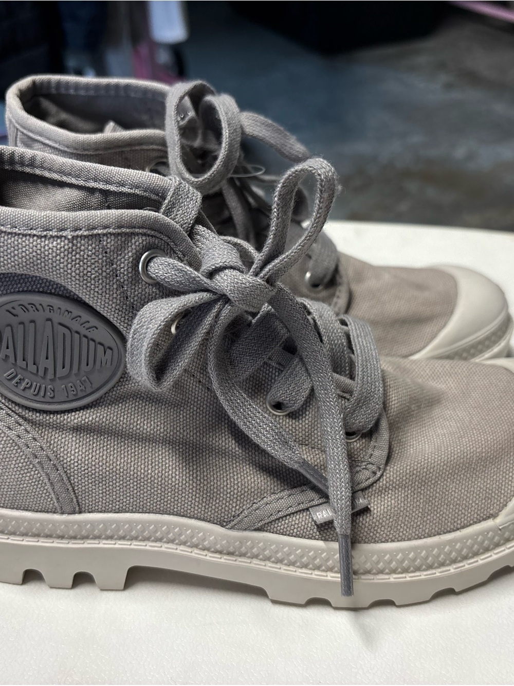Palladium Gray Canvas Ankle Boots